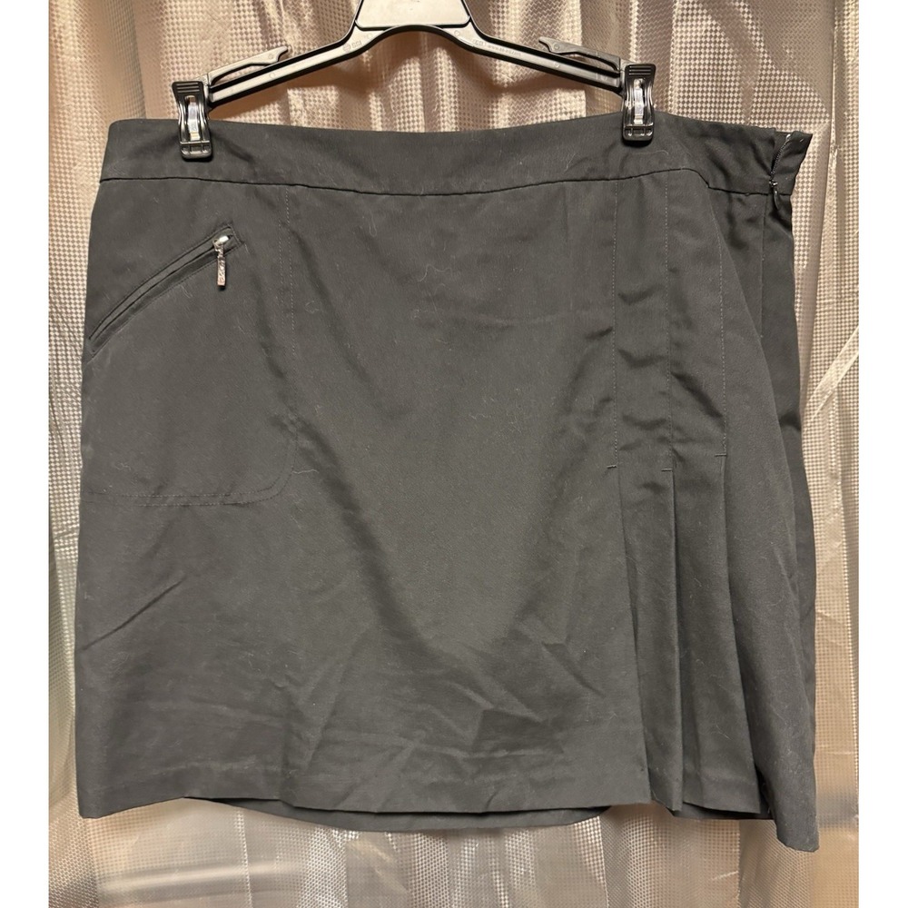 Izod Skort Mini Skirt Women Sz 14 Casual Black Golf Classic Side Pleat Pocket